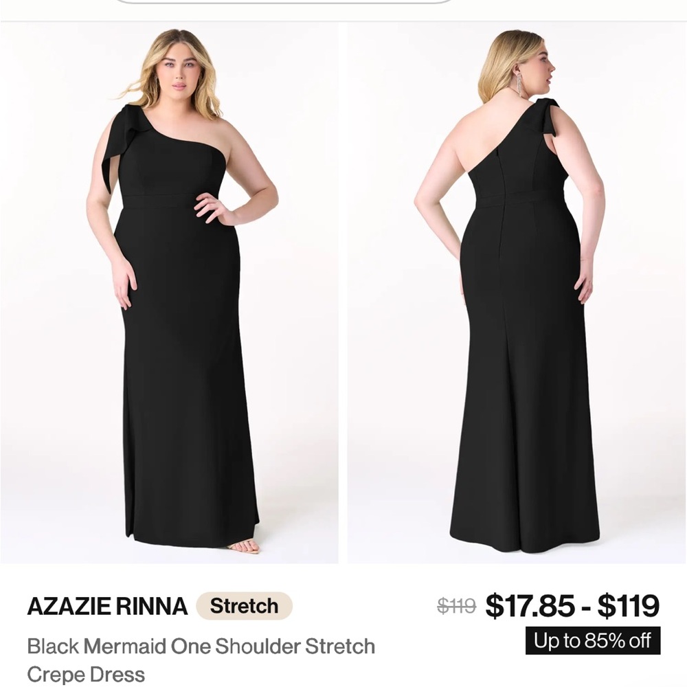 Azazie Black One Shoulder Dress - Picture 3 of 11
